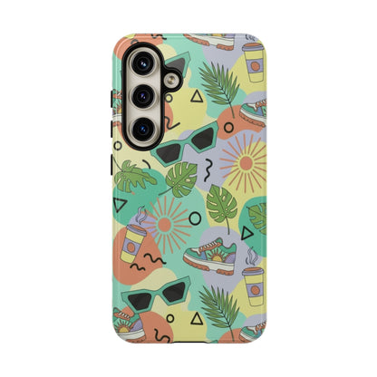 Tropical Summer Phone Case — Retro Sunglasses, Sneakers & Palm Pattern