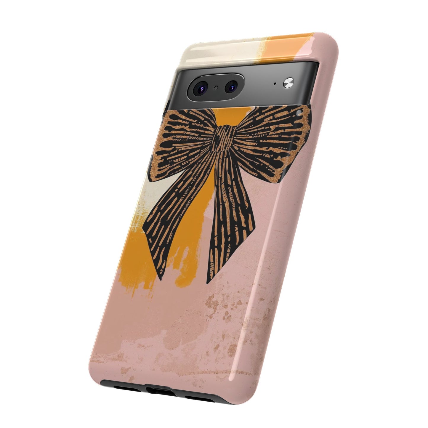 Bow Brushstroke Tough Phone Case — Pink & Mustard