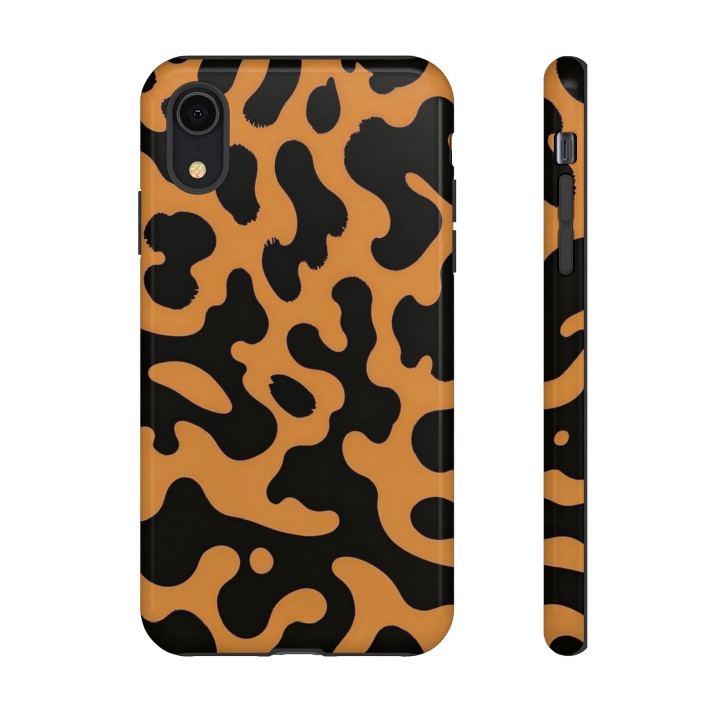 Leopard Print Phone Case — Orange & Black Tough Pattern Protective Cover