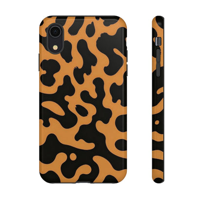 Leopard Print Phone Case — Orange & Black Tough Pattern Protective Cover