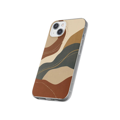 Abstract Earth Tone Phone Case — Boho Wavy Flexi Case