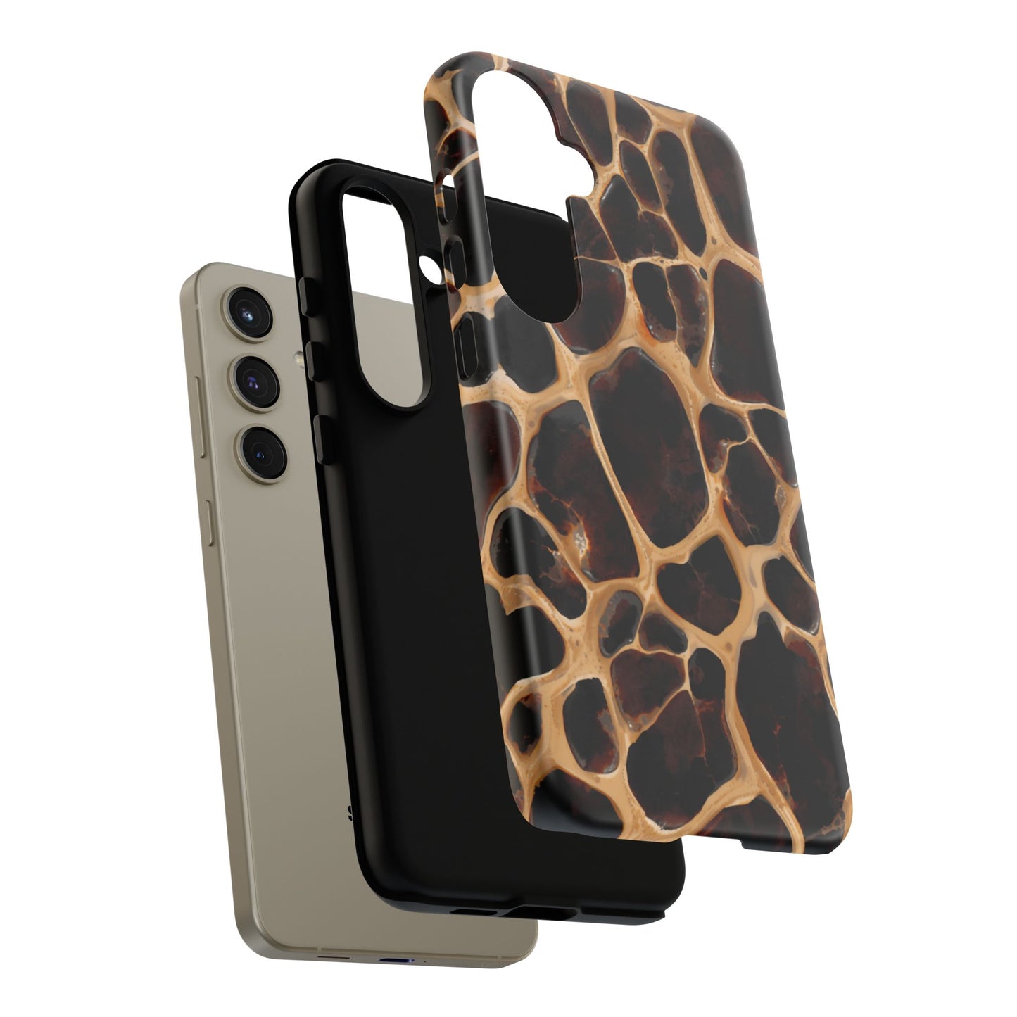 Phone Case — Brown Leather Dot Texture Rugged Protective Cover