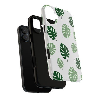 Monstera Leaf Phone Case — Tropical Green Pattern Tough Case