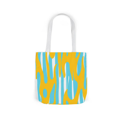 Abstract Wave Pattern Canvas Tote Bag — Bright Blue & Yellow