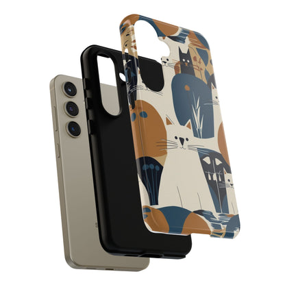 Cat Pattern Phone Case – Retro Abstract Cats Protective iPhone Cover