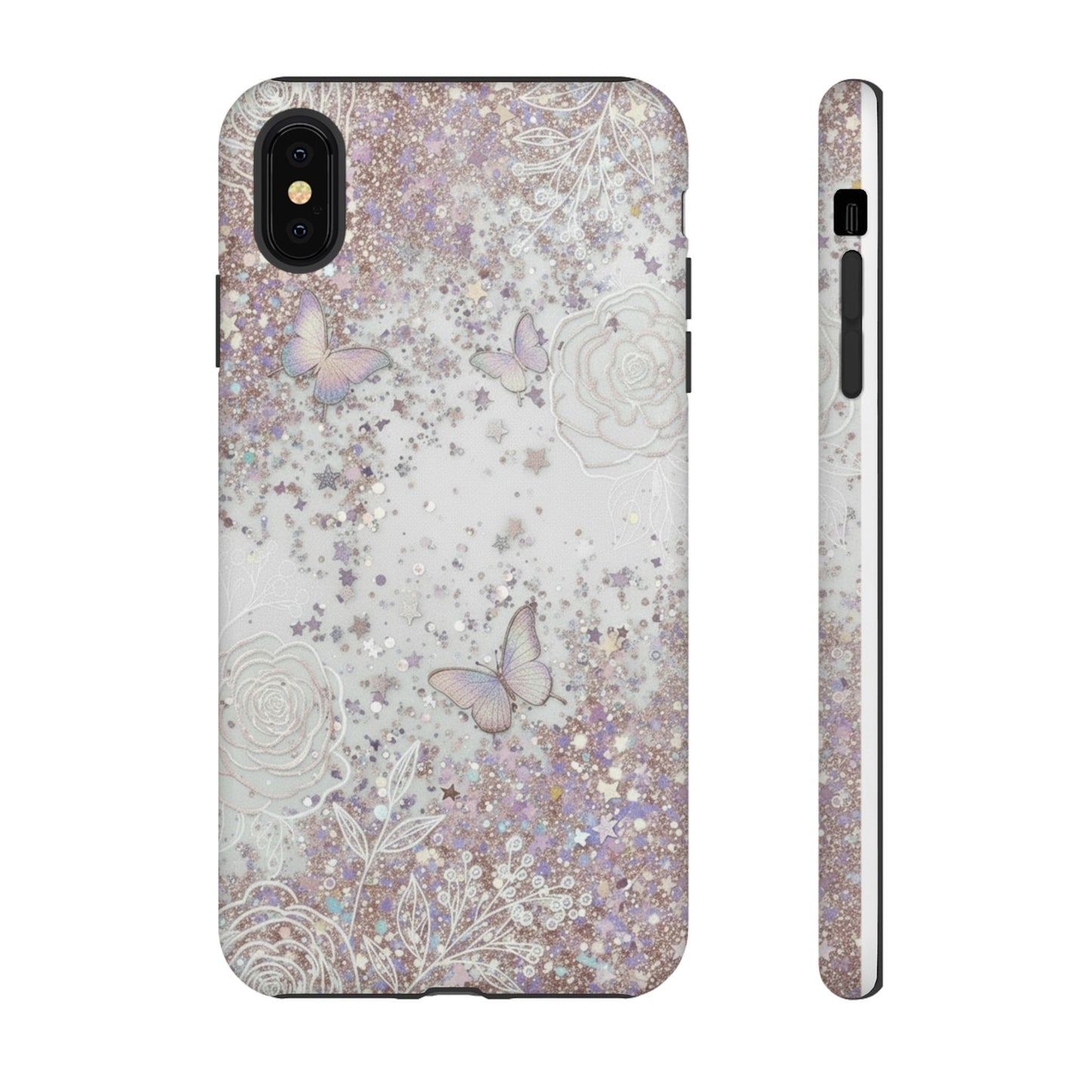 Butterfly Glitter Tough Phone Case — Floral Sparkle Protective Case
