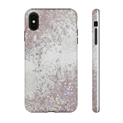 Butterfly Glitter Tough Phone Case — Floral Sparkle Protective Case