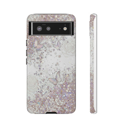 Butterfly Glitter Tough Phone Case — Floral Sparkle Protective Case
