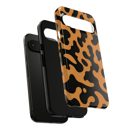 Leopard Print Phone Case — Orange & Black Tough Pattern Protective Cover