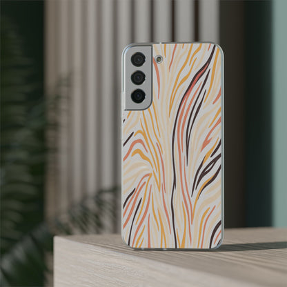 Marbled Neutral Stripe Phone Case — Abstract Beige & Terracotta Flexi Case