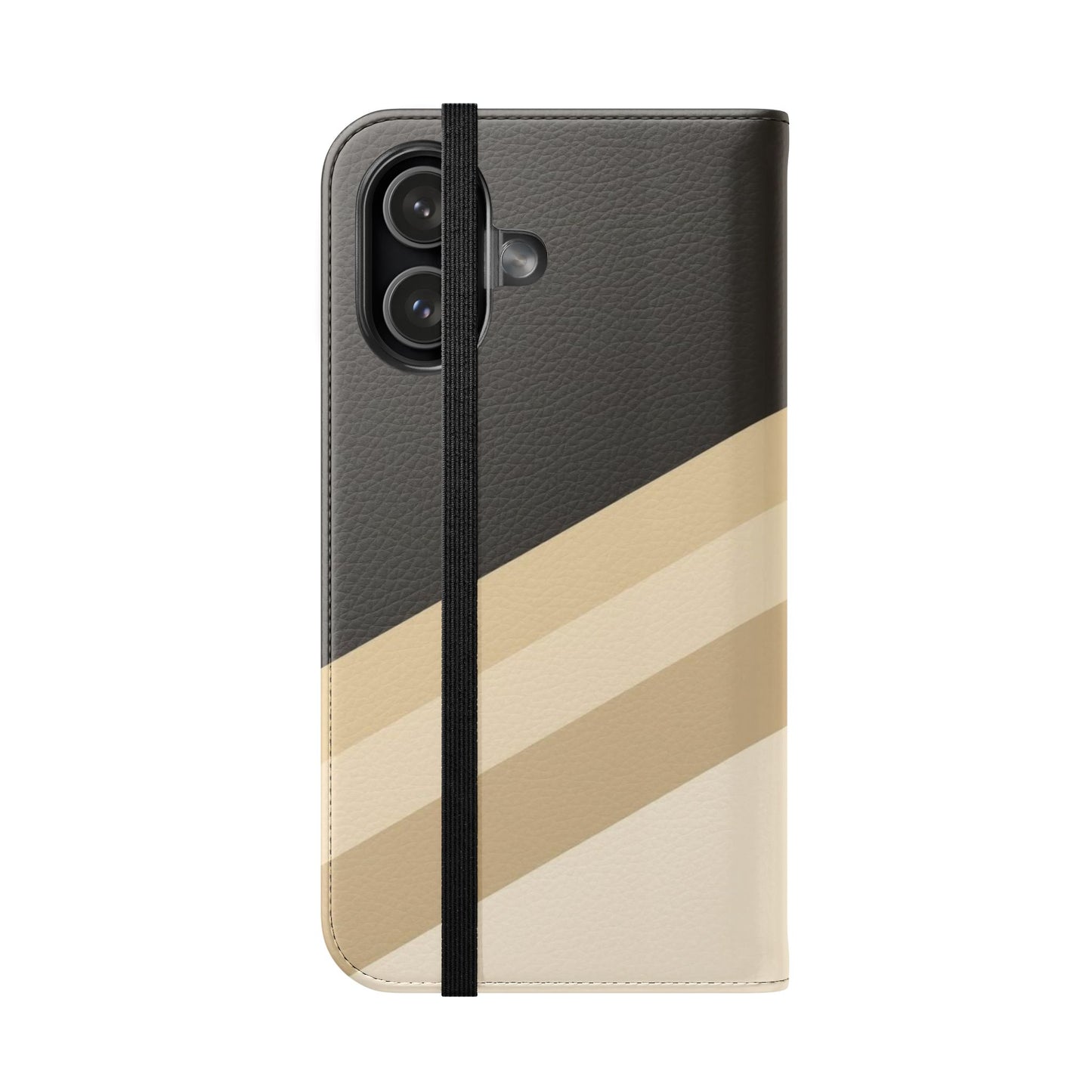 Retro Neutral Stripe Flip Phone Case — Wallet Folio with Card Slots