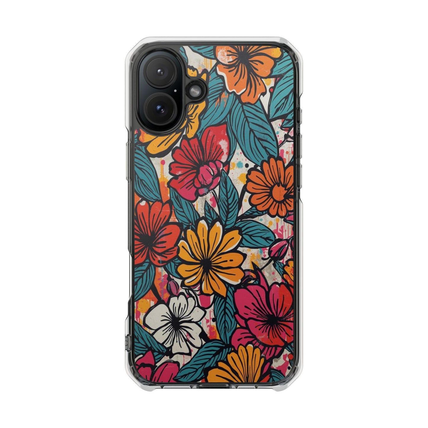 Clear Magnetic Phone Case — Colorful Floral Impact Protection