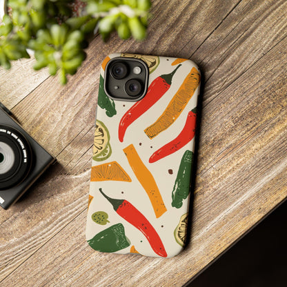 Spicy Peppers Phone Case – Colorful Chili, Lime & Citrus Pattern
