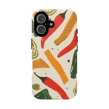 Spicy Peppers Phone Case – Colorful Chili, Lime & Citrus Pattern