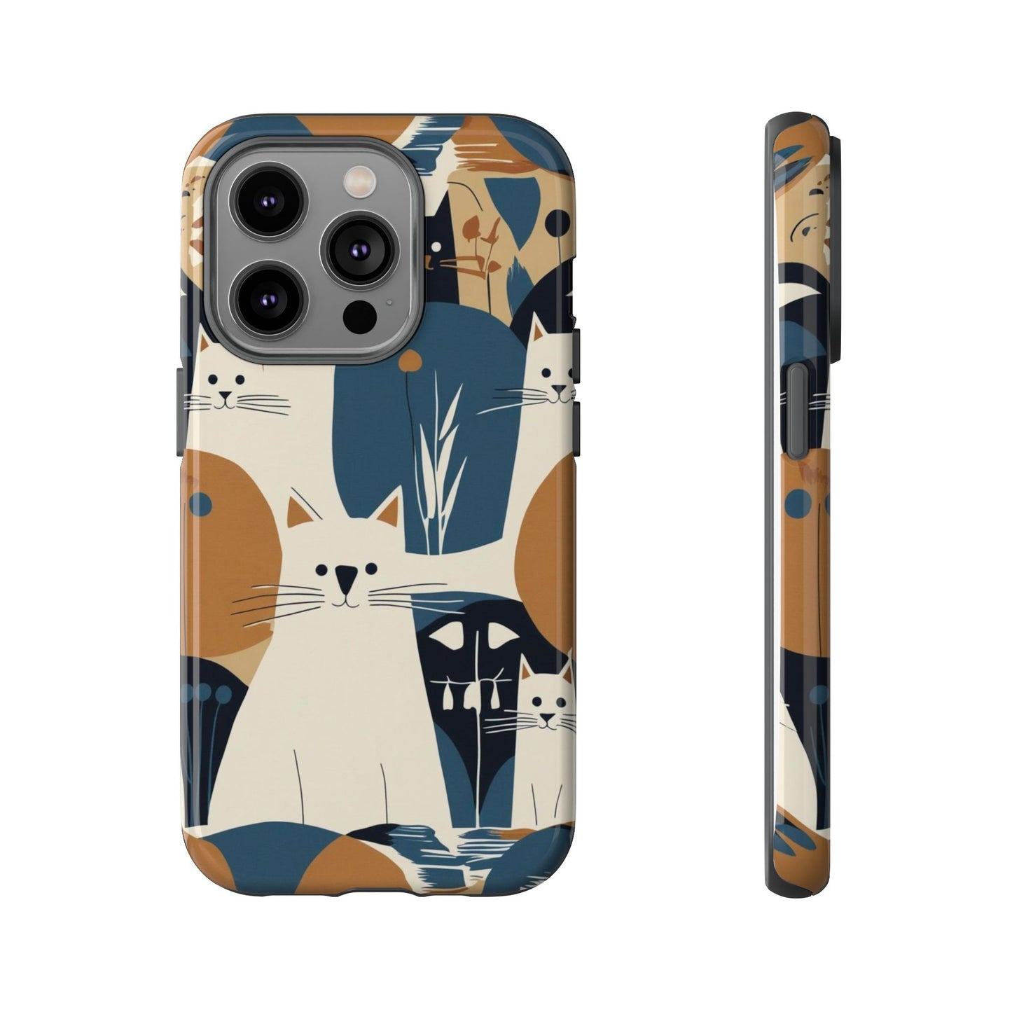 Cat Pattern Phone Case – Retro Abstract Cats Protective iPhone Cover