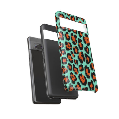 Teal & Rust Leopard Phone Case — Tough Protective Animal Print