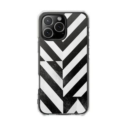 Clear Magnetic Phone Case — Bold Black & White Chevron Impact Design