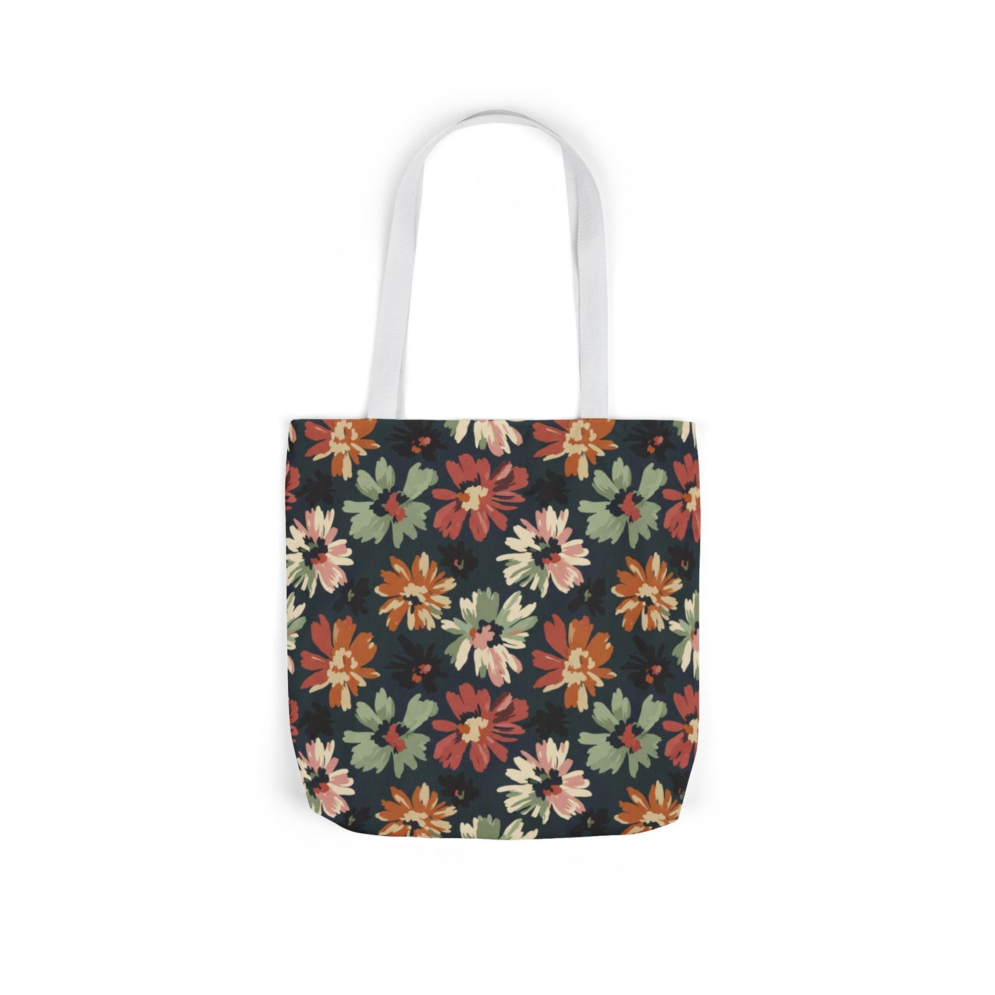 Floral Canvas Tote Bag — Vintage Autumn Daisy Print