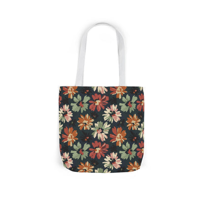 Floral Canvas Tote Bag — Vintage Autumn Daisy Print