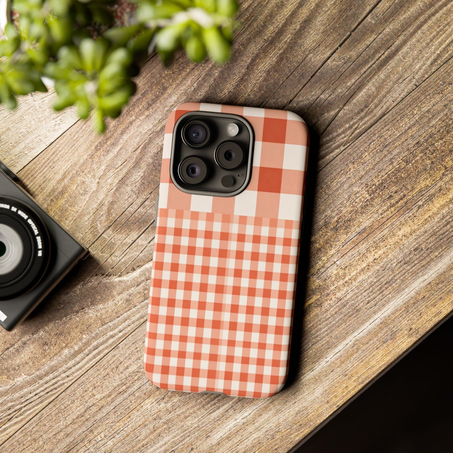 Buffalo Check Tough Phone Case — Orange Gingham Protective Cover