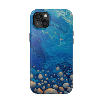 Blue Ocean Pebble Tough Phone Case — Protective Artistic Marble Design