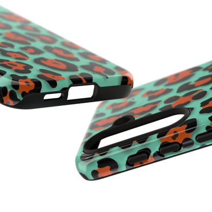Teal & Rust Leopard Phone Case — Tough Protective Animal Print