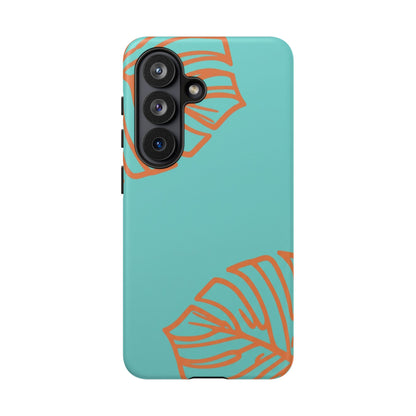 Turquoise Tropical Leaf Phone Case — Teal Monstera Tough Case