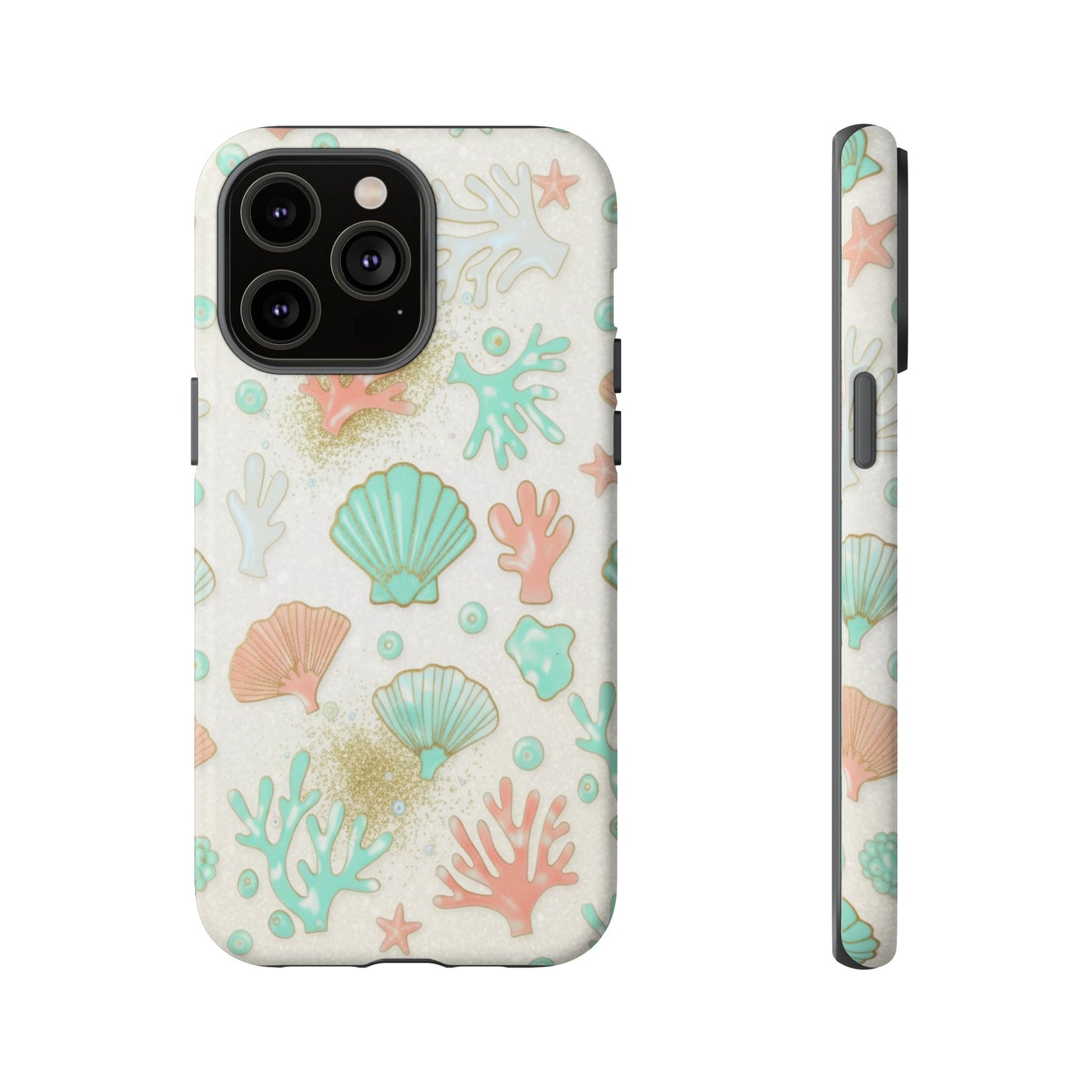 Seashell Coral Phone Case — Pastel Beach Shells Protective Tough Case