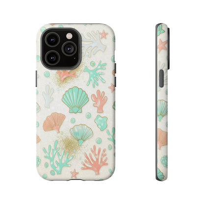 Seashell Coral Phone Case — Pastel Beach Shells Protective Tough Case