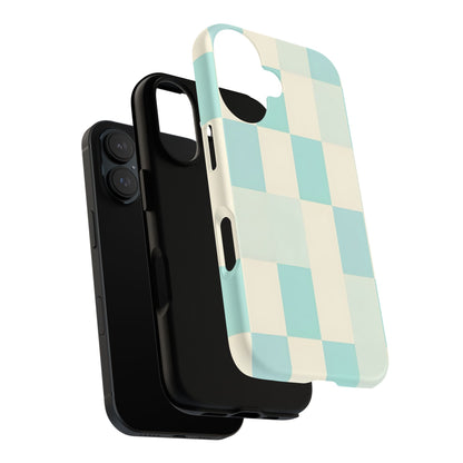 Pastel Checkerboard Tough Case – Mint & Cream Protective Phone Cover