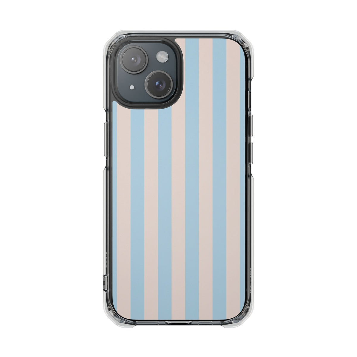 Striped Pastel Clear Phone Case — Blue & Peach Vertical Stripe Magnetic Impact Case