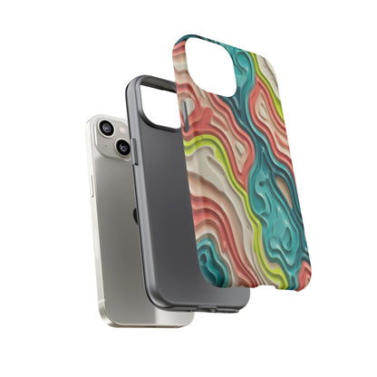 Abstract Contour Phone Case — Colorful Topographic Pattern Tough Case
