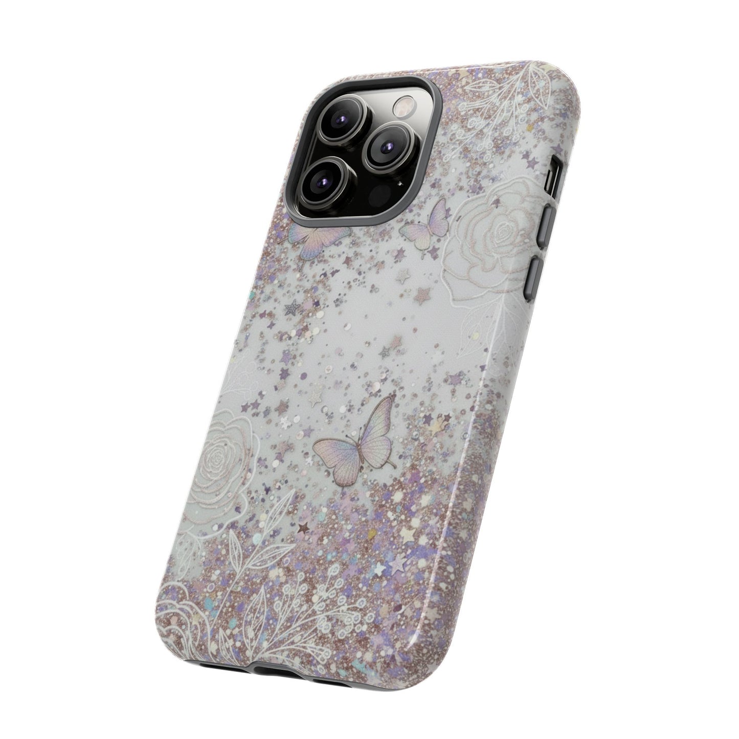 Butterfly Glitter Tough Phone Case — Floral Sparkle Protective Case