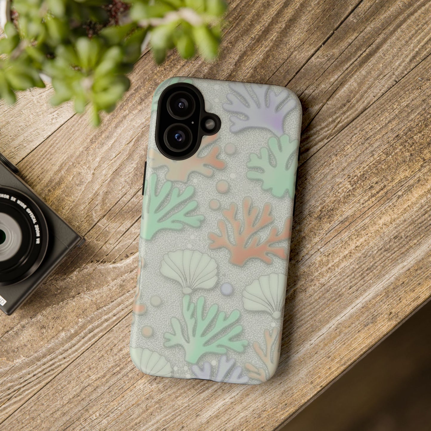 Pastel Coral Reef Tough Phone Case – Sea Shell & Coral Pattern Durable Protector
