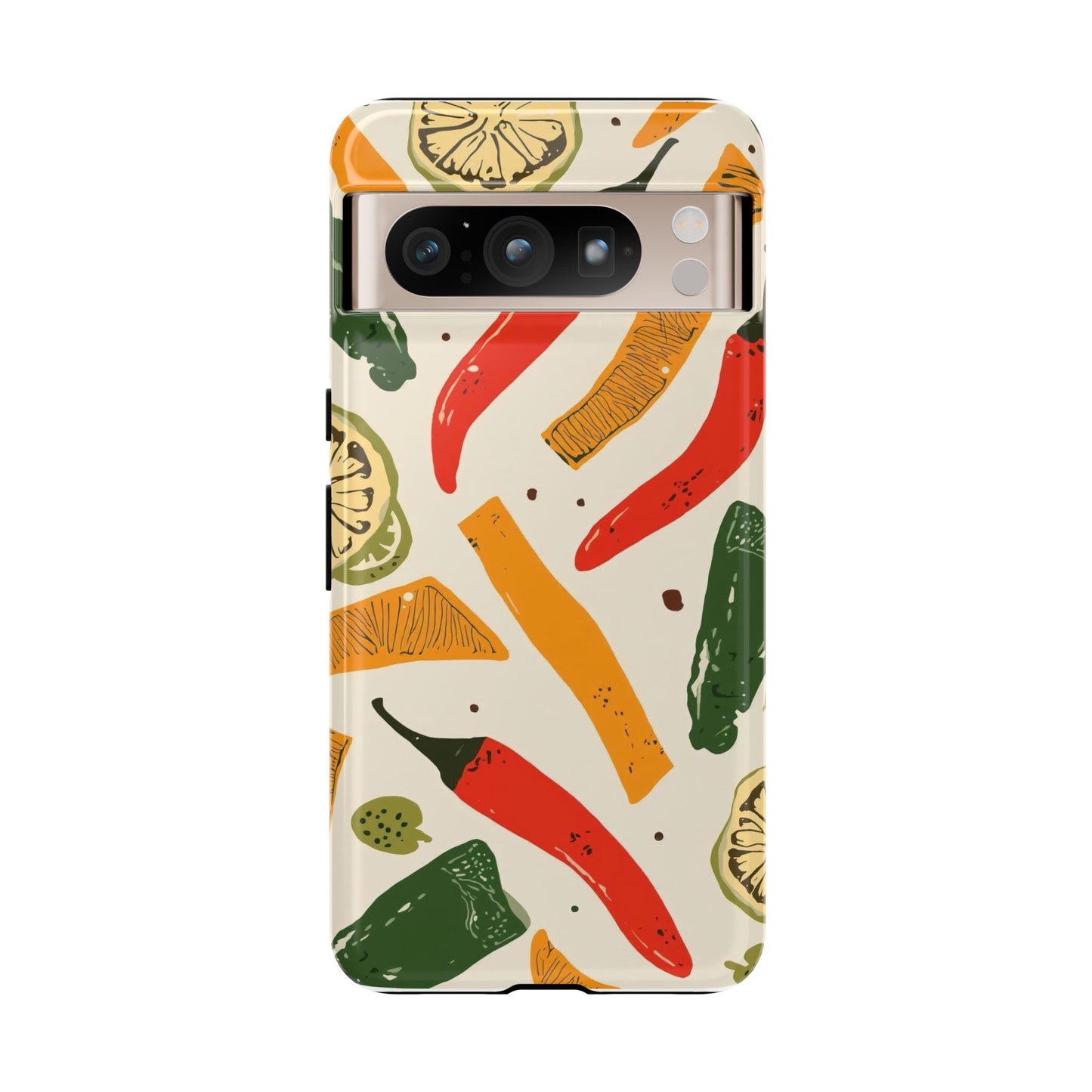 Spicy Peppers Phone Case – Colorful Chili, Lime & Citrus Pattern
