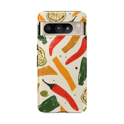 Spicy Peppers Phone Case – Colorful Chili, Lime & Citrus Pattern