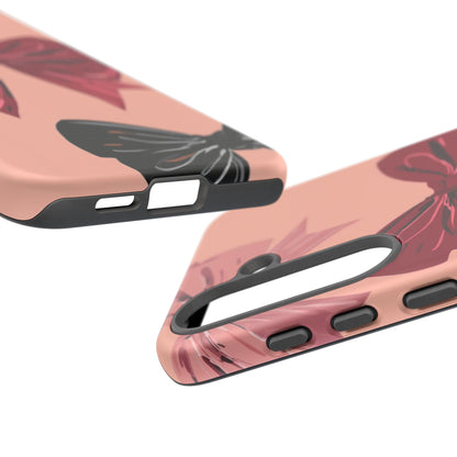 Bow Pattern Tough Phone Case — Pink, Red & Black Decorative Bows