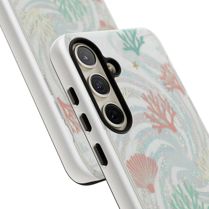 Seafoam Coral Tough Phone Case - Pastel Ocean Wave Design