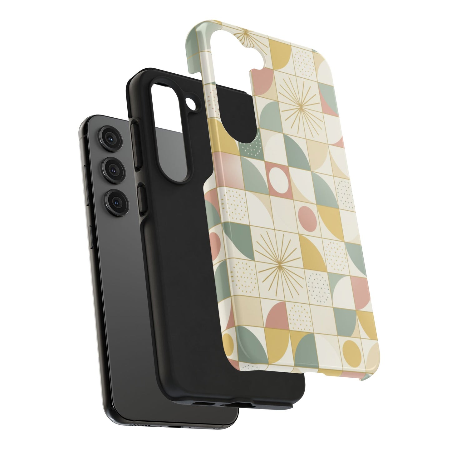 Retro Geometric Tough Phone Case — Pastel Midcentury Pattern