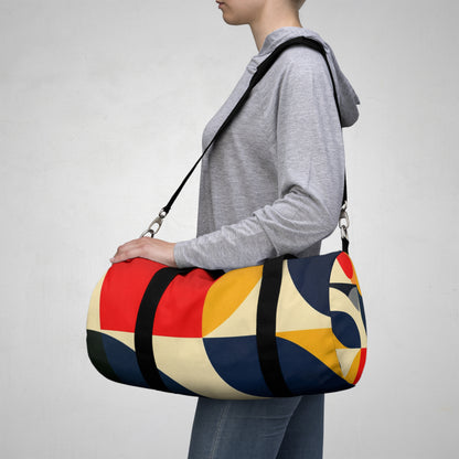 Geometric Color Block Duffel Bag — Retro Abstract Travel Gym Bag