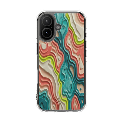 Clear Magnetic Phone Case — Colorful Abstract Layered Swirl Design