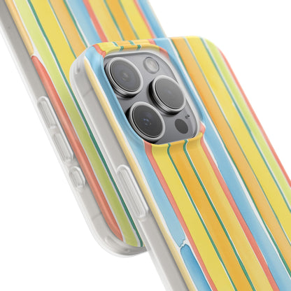 Watercolor Stripe Phone Case — Bright Pastel Vertical Stripes Protective Flexi Case