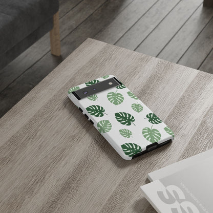 Monstera Leaf Phone Case — Tropical Green Pattern Tough Case