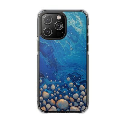 Clear Magnetic Phone Case — Blue Ocean Pebble Design