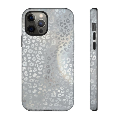 Grey Leopard Print Tough Phone Case — Durable Protective iPhone Cover