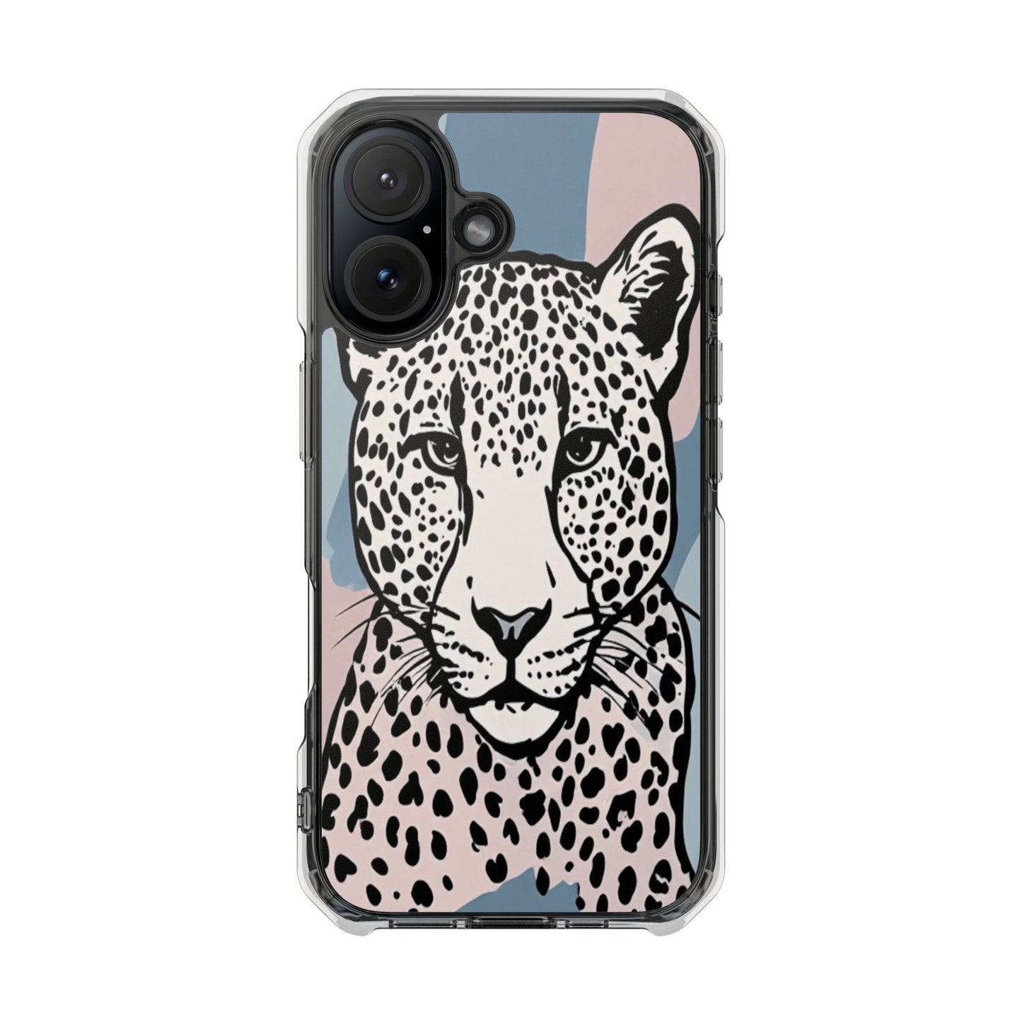 Clear Magnetic Phone Case — Leopard Art Protective Impact Cover
