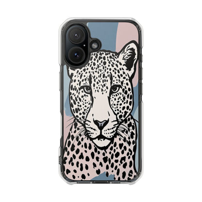 Clear Magnetic Phone Case — Leopard Art Protective Impact Cover