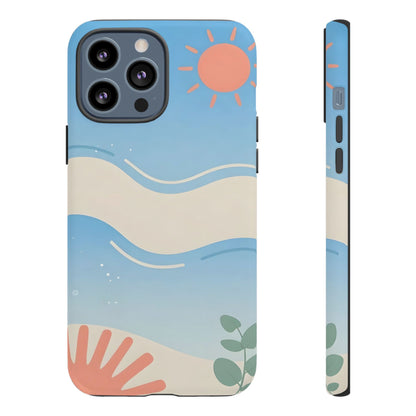 Beach Waves Tough Phone Case — Summer Sun & Seashell Protective Cover