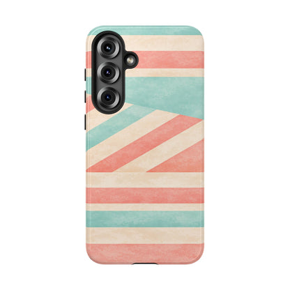 Pastel Stripes Tough Phone Case – Retro Coral & Teal Protective Cover
