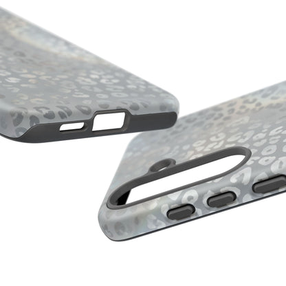 Grey Leopard Print Tough Phone Case — Durable Protective iPhone Cover